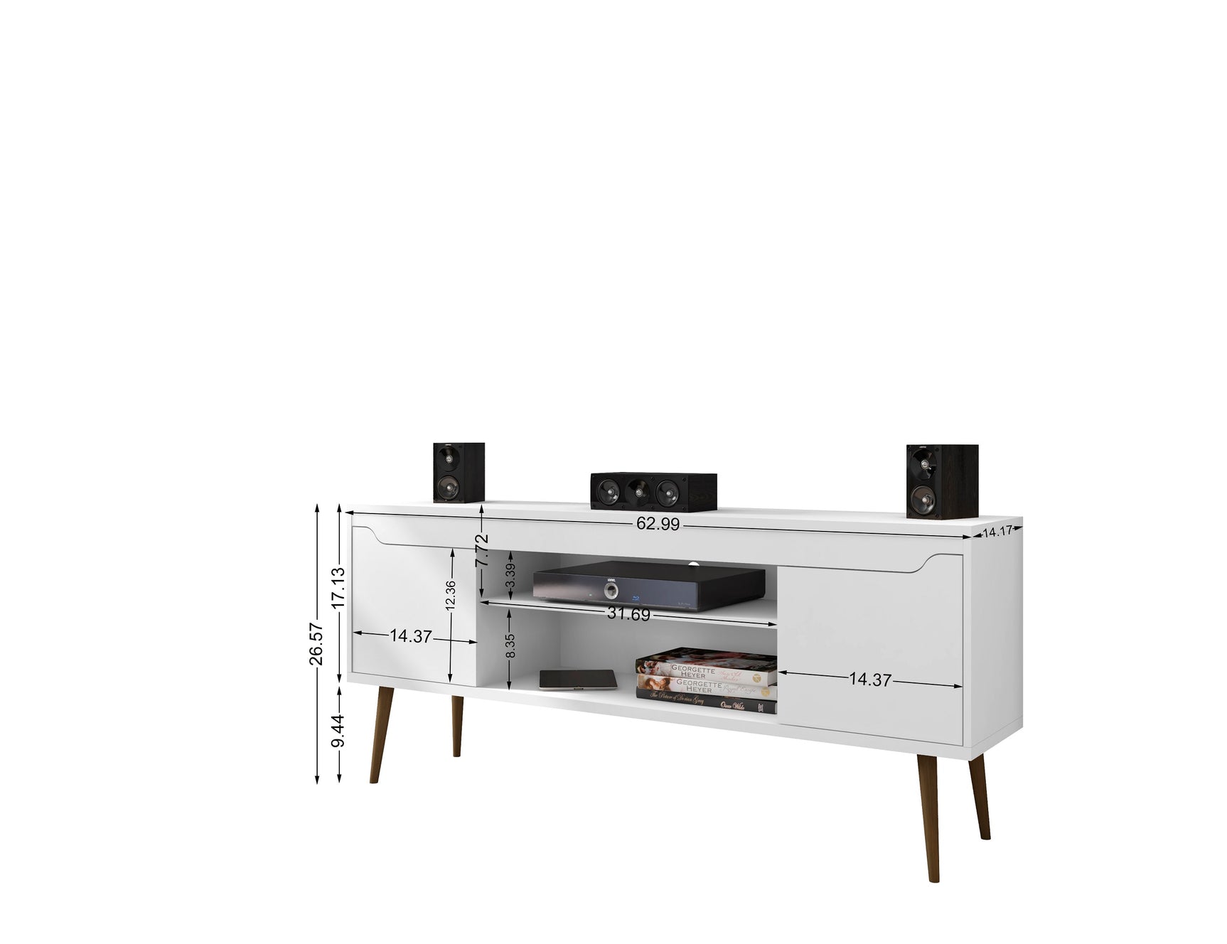 Bradley 62.99 TV Stand in White - Ornate Home