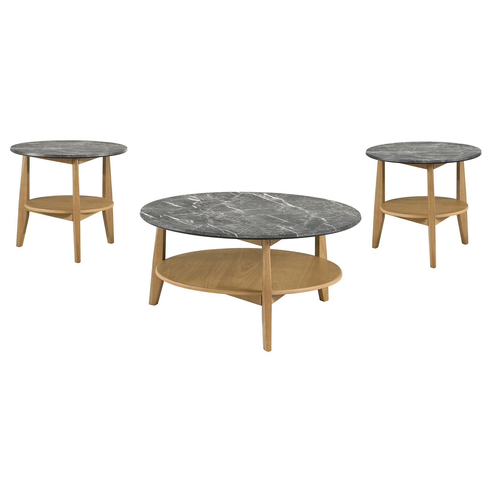 Bradley Grey/Natural 3-Piece Round SmartTop Coffee Table Set - Ornate Home