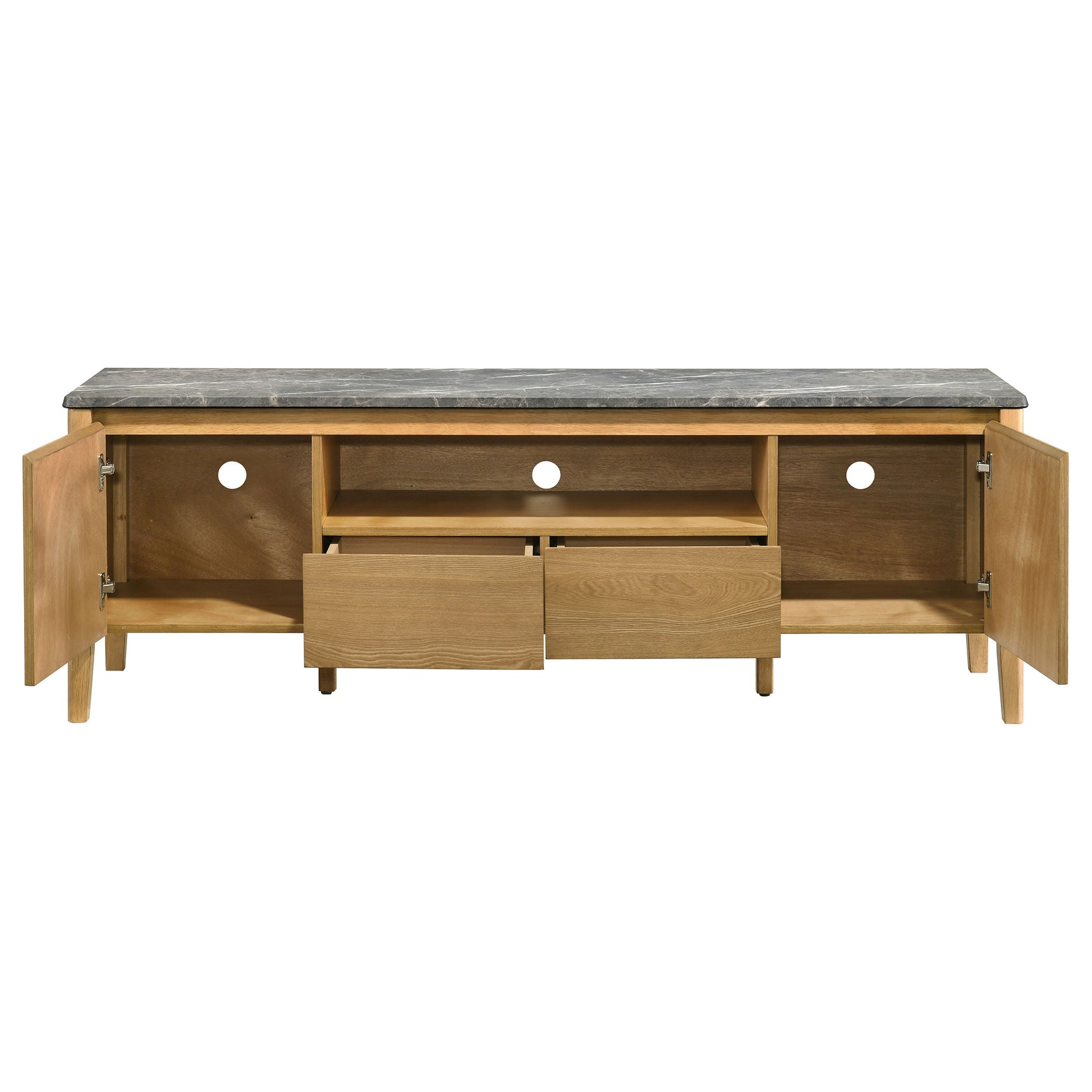Bradley Grey/Natural 63-inch 2-Door SmartTop TV Stand - Ornate Home
