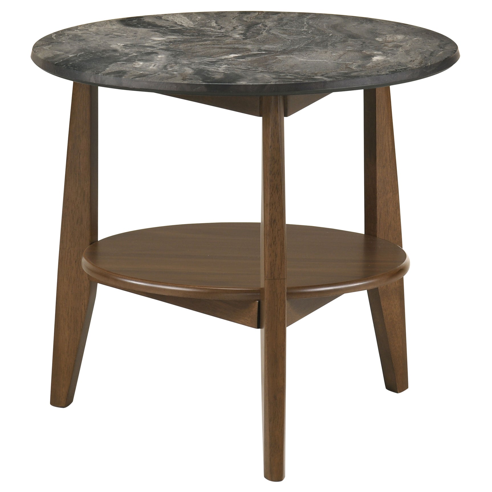 Bradley Smokey Grey/Brown Round SmartTop End Side Table - Ornate Home