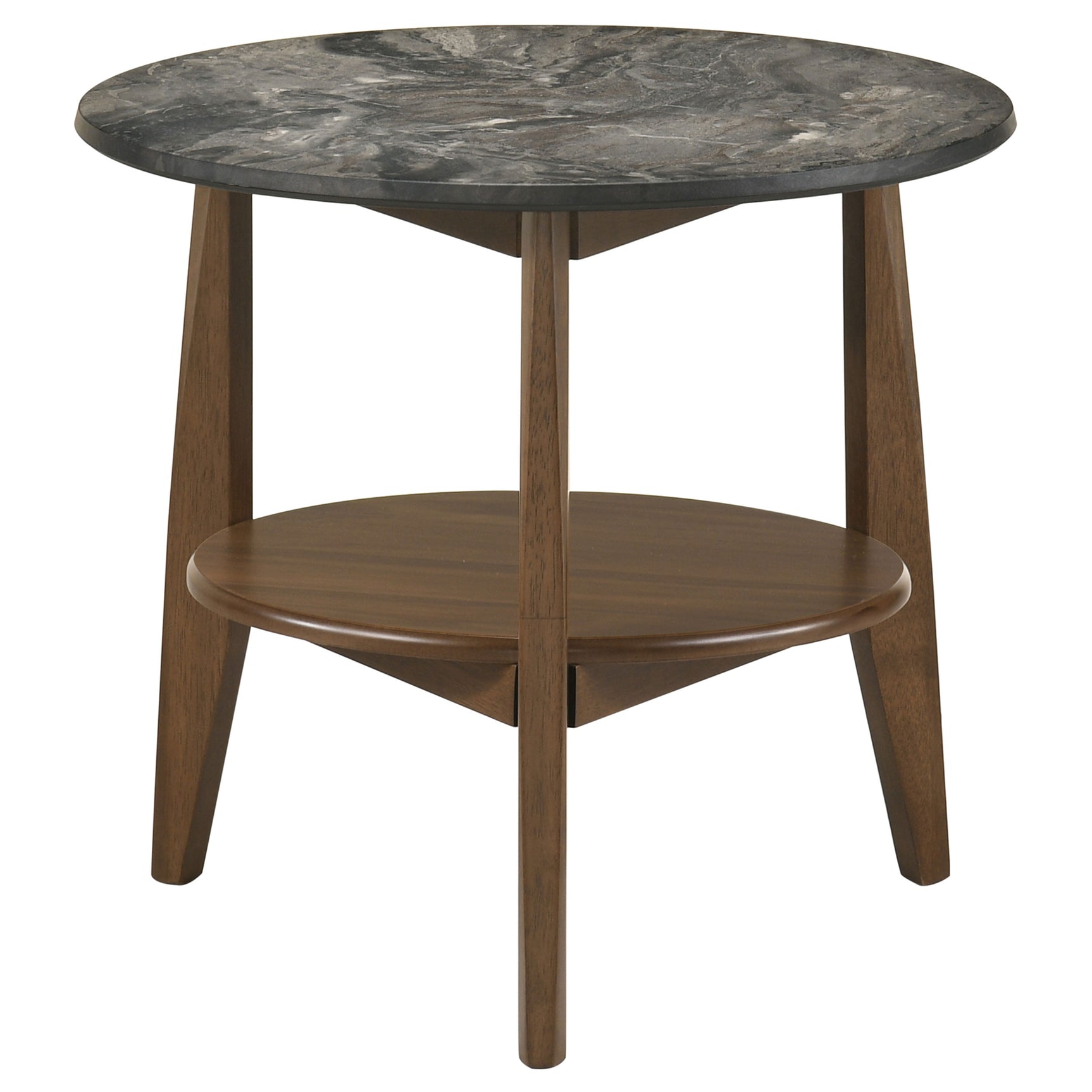 Bradley Smokey Grey/Brown Round SmartTop End Side Table - Ornate Home