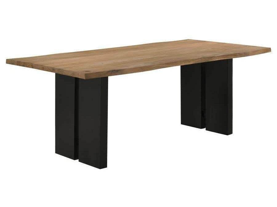 Bradshaw Natural Acacia & Black Rectangular Live Edge Dining Table - Ornate Home