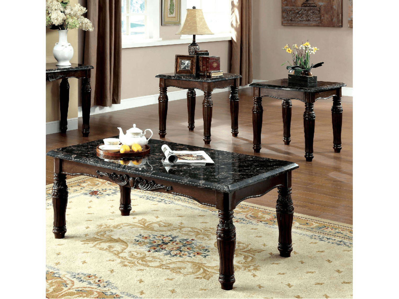 Brampton Espresso/Black 3 Pc. Table Set - Ornate Home