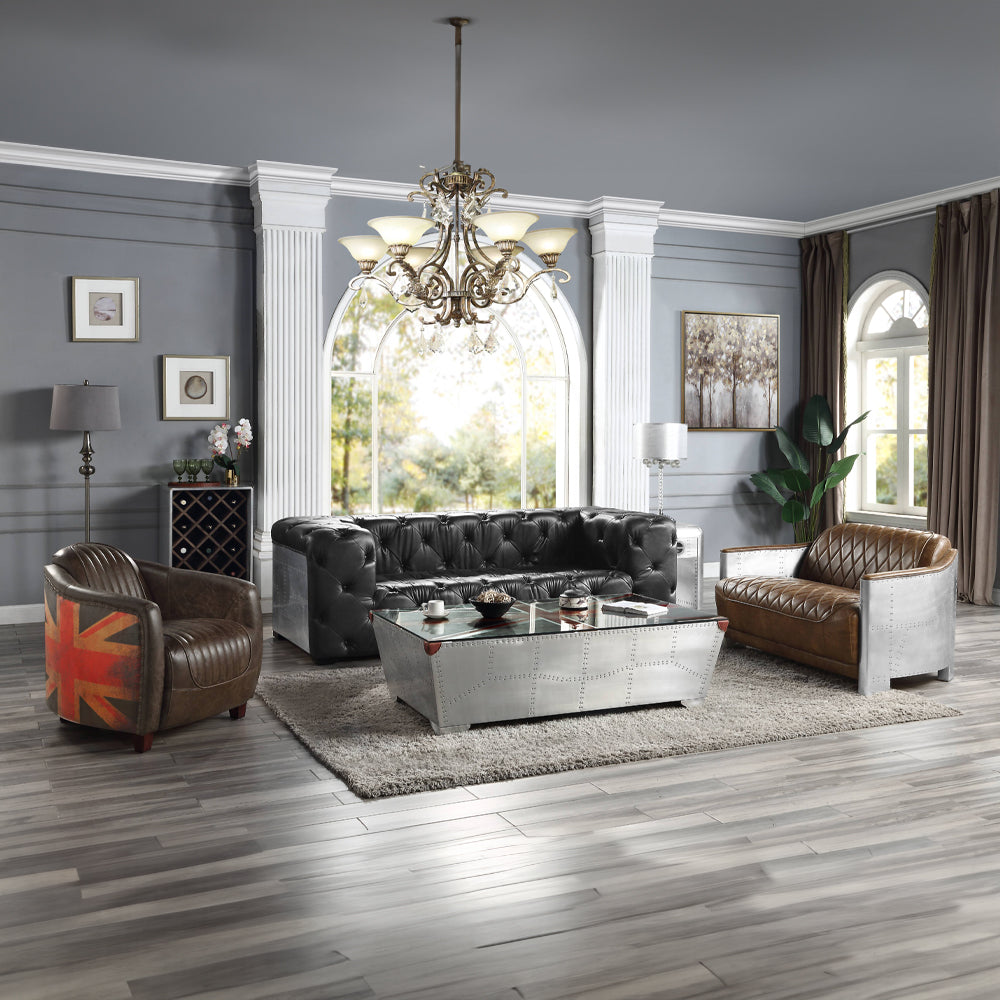 Brancaster Glass/Aluminum Coffee Table - Ornate Home