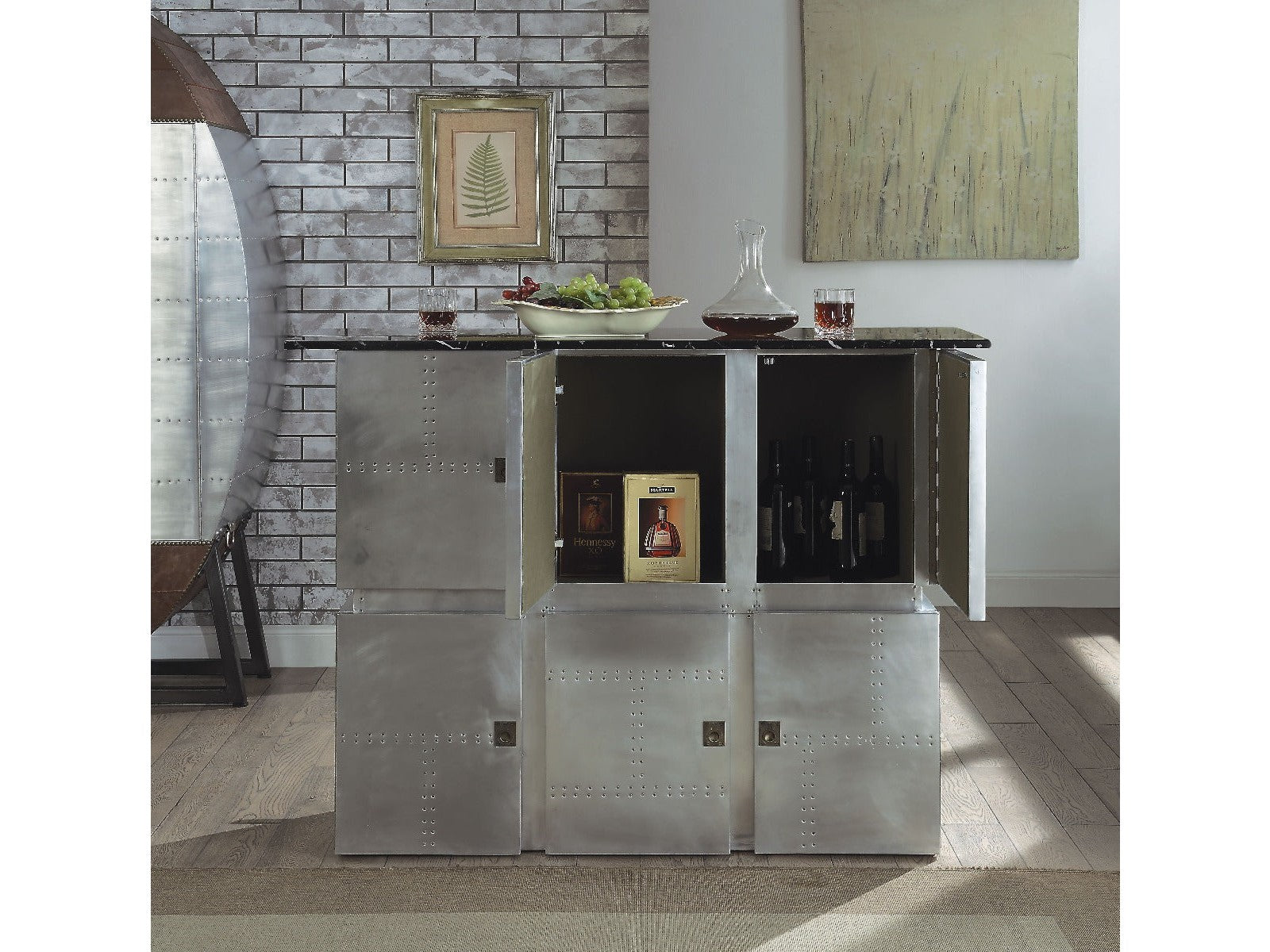 Brancaster Marble Top Aluminum Bar Table - Ornate Home