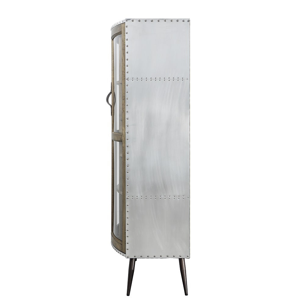 Brancaster Oak/Aluminum/Glass Cabinet - Ornate Home
