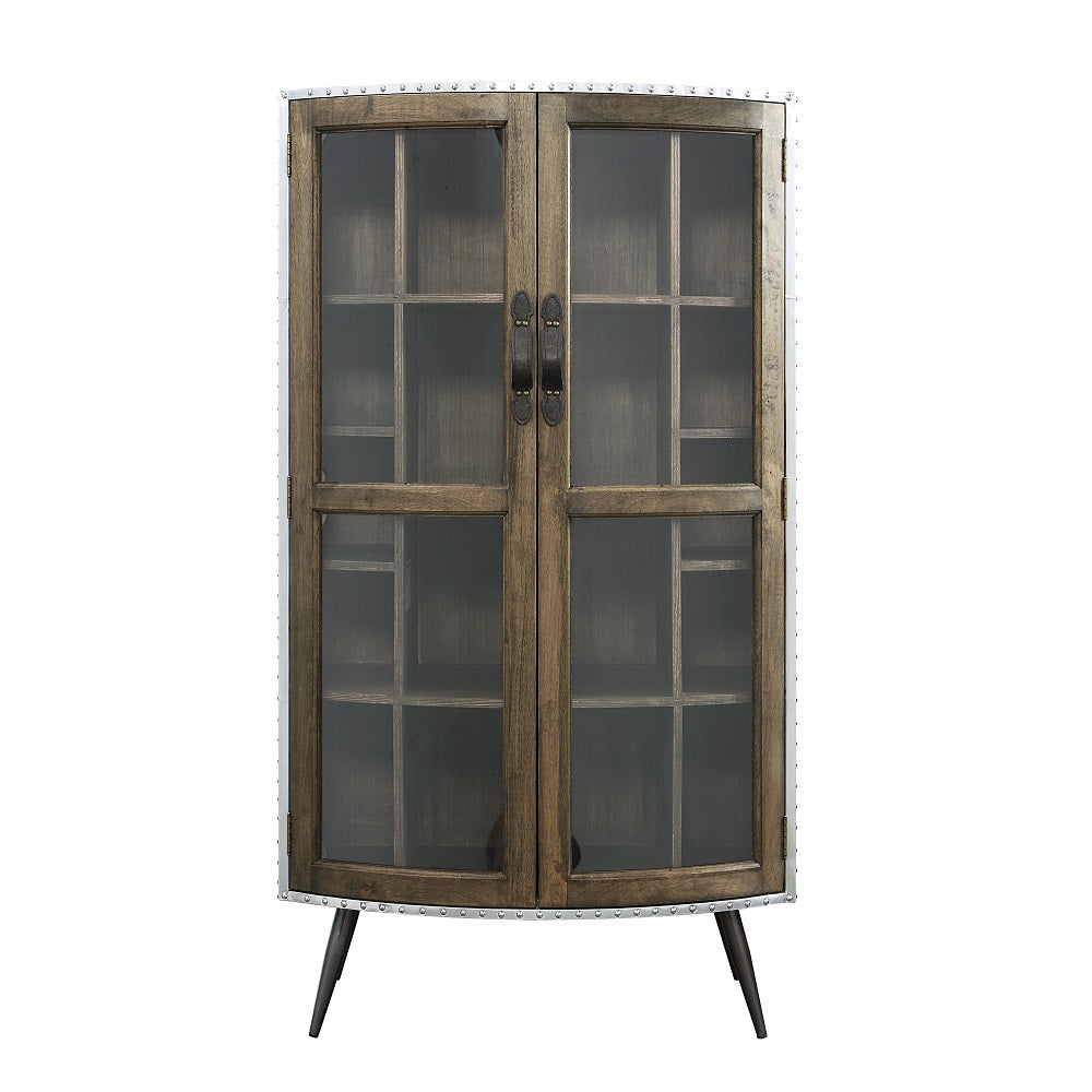 Brancaster Oak/Aluminum/Glass Cabinet - Ornate Home
