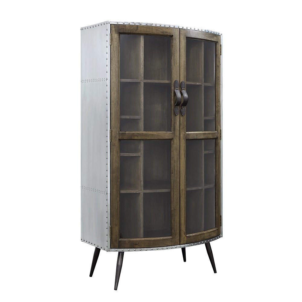 Brancaster Oak/Aluminum/Glass Cabinet - Ornate Home