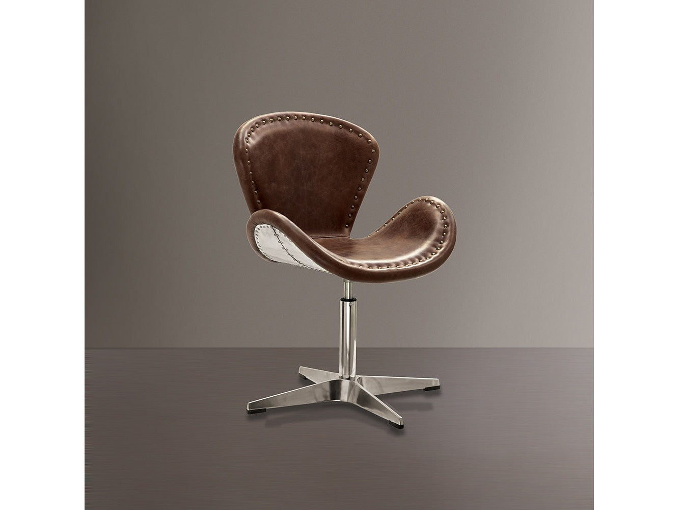 Brancaster Retro Brown/Aluminum Accent Chair - Ornate Home