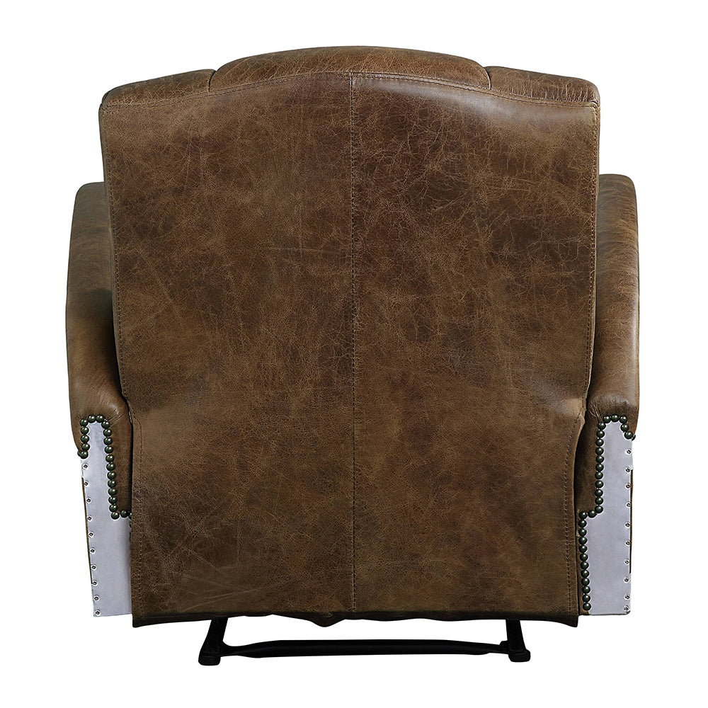 Brancaster Retro Brown/Aluminum Power Motion Recliner - Ornate Home