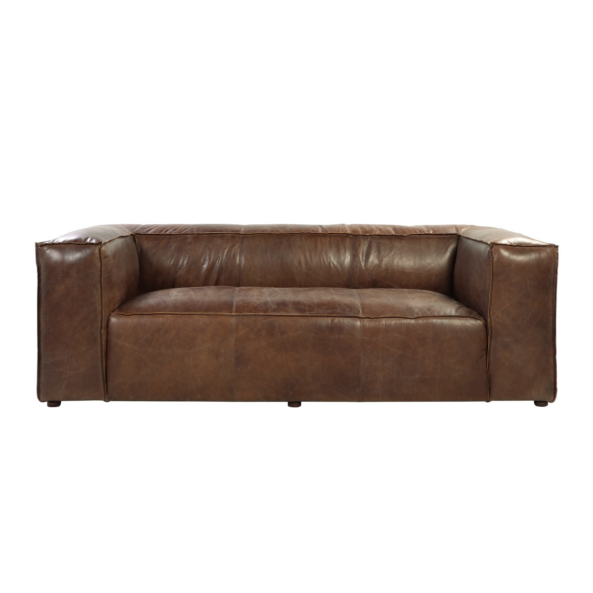 Brancaster Retro Brown Top Grain Genuine Leather Sofa - Ornate Home