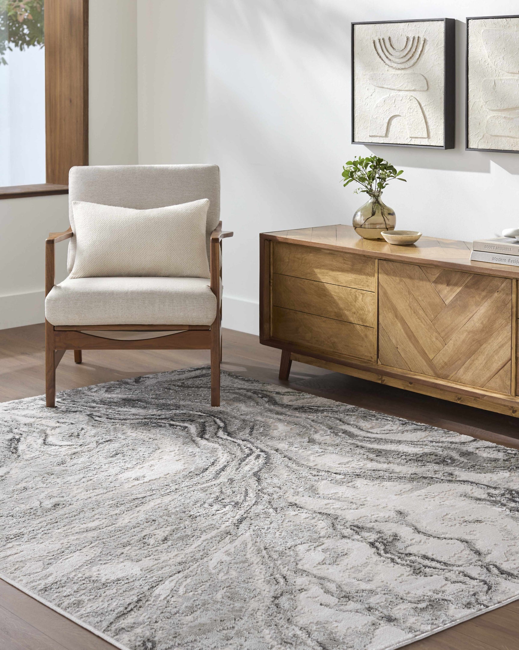 Brandi Gray Marble Area Rug - Ornate Home