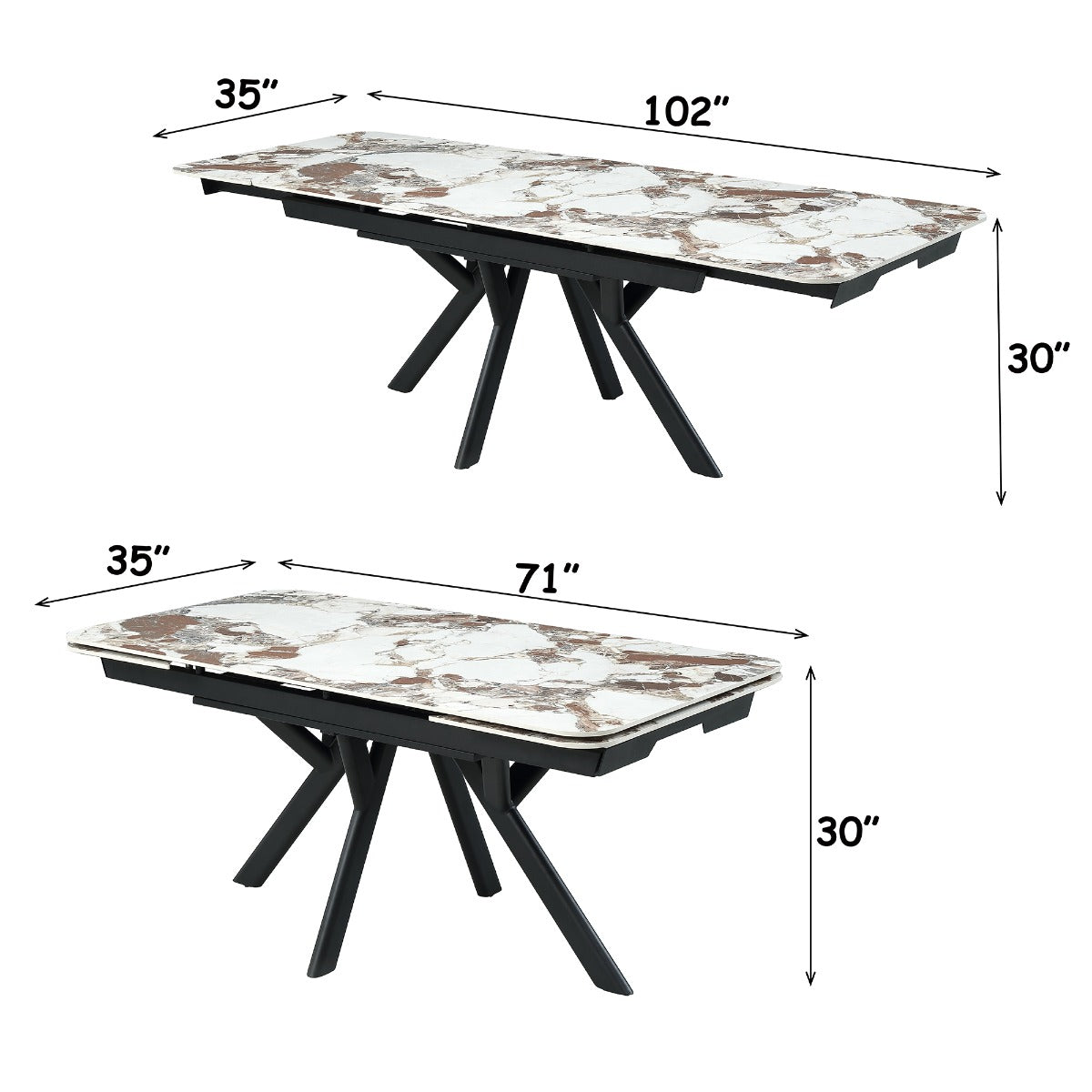 Branson Black Dining Table W/Ceramic Top