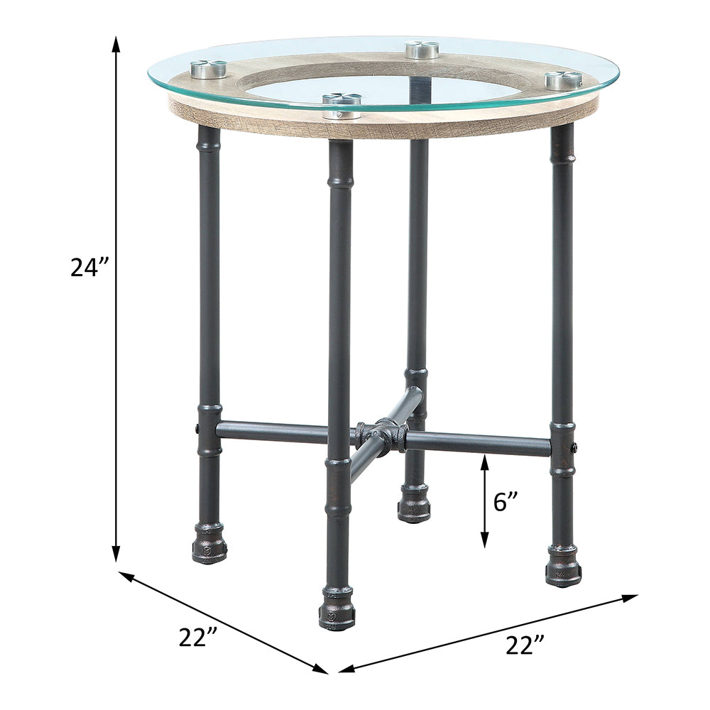 Brantley Clear Glass/Sandy Gray End Table - Ornate Home