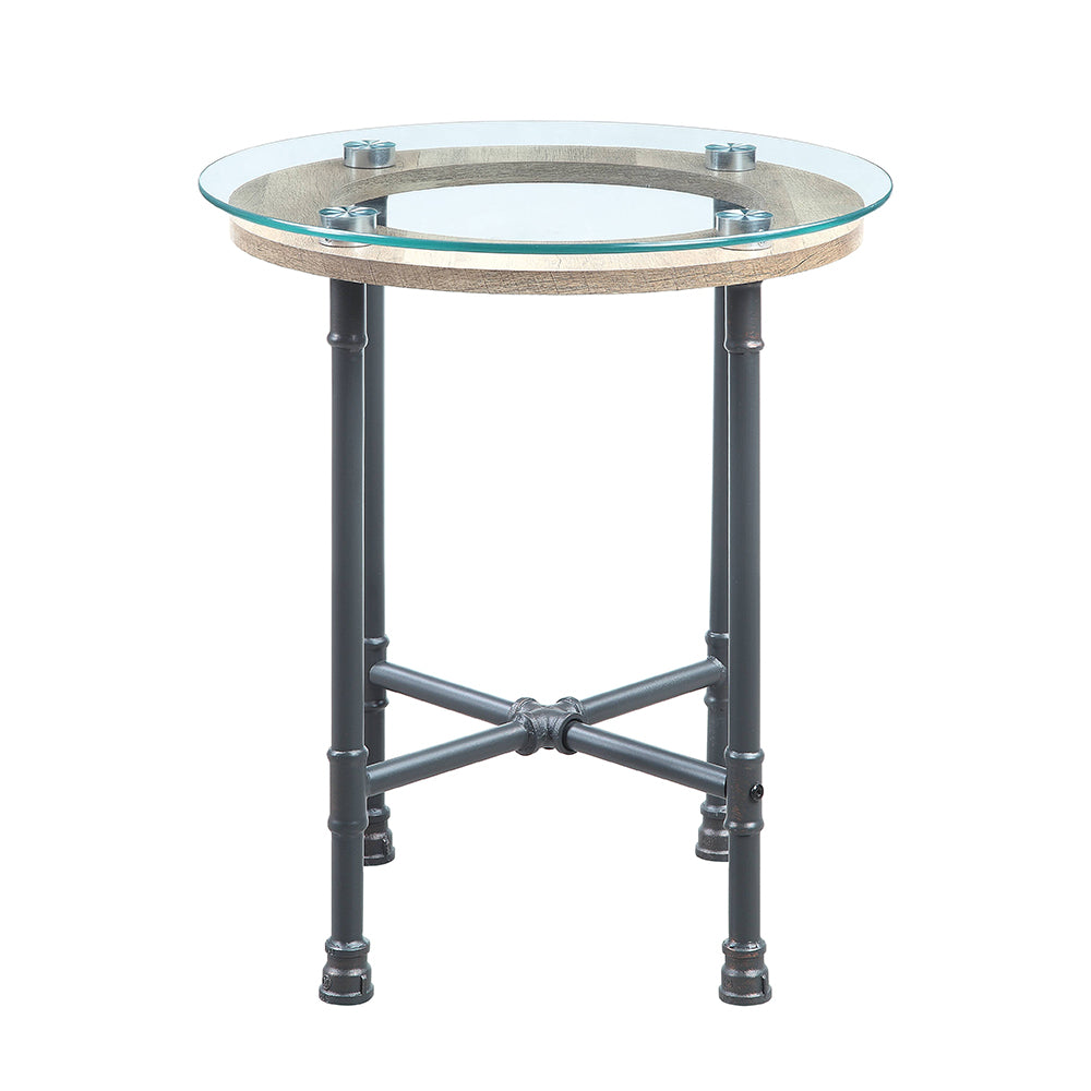 Brantley Clear Glass/Sandy Gray End Table - Ornate Home