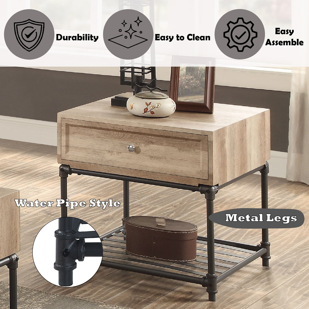 Brantley Oak/Sandy Black End Table - Ornate Home