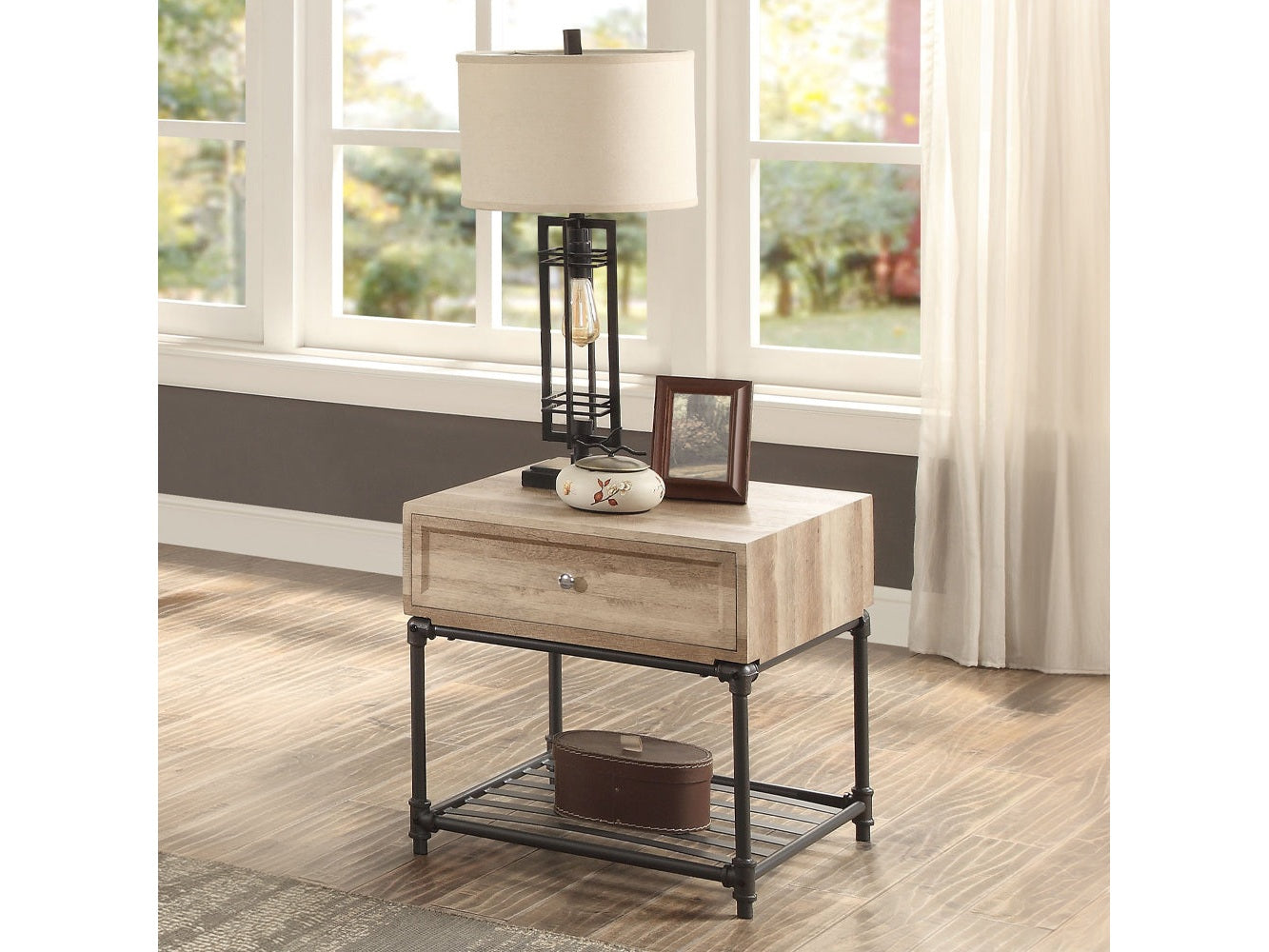 Brantley Oak/Sandy Black End Table - Ornate Home