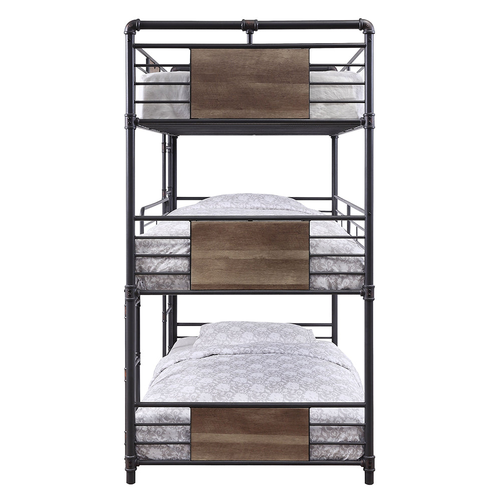 Brantley Sandy Black/Bronze Triple Twin Bunk Bed - Ornate Home