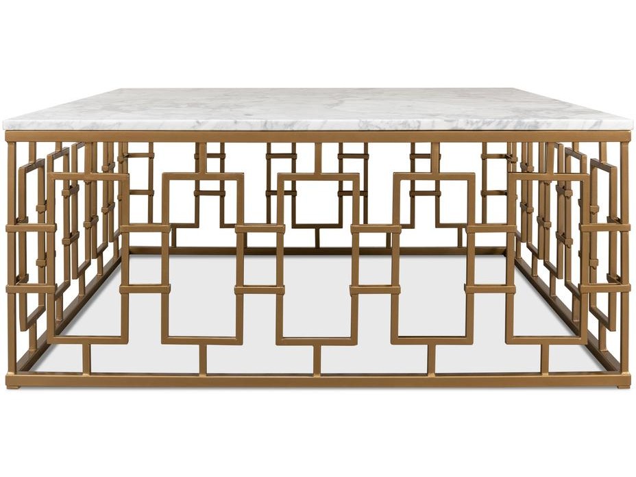 Brass Gate White Cocktail Table - Ornate Home
