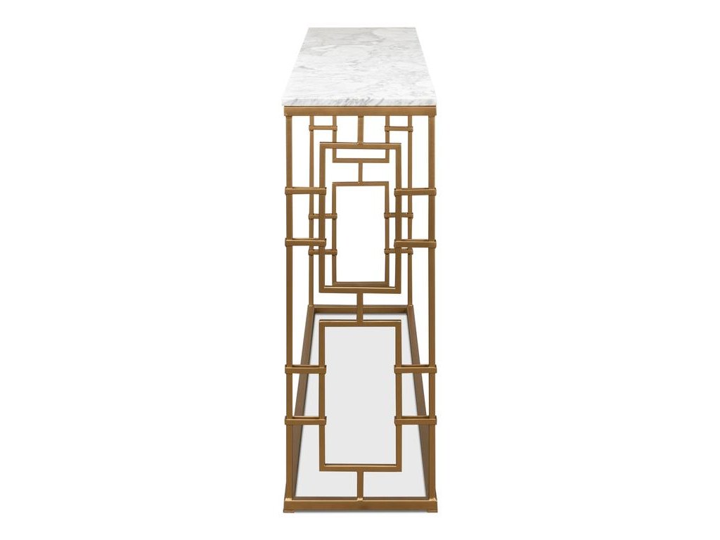 Brass Gate White Console Table - Ornate Home