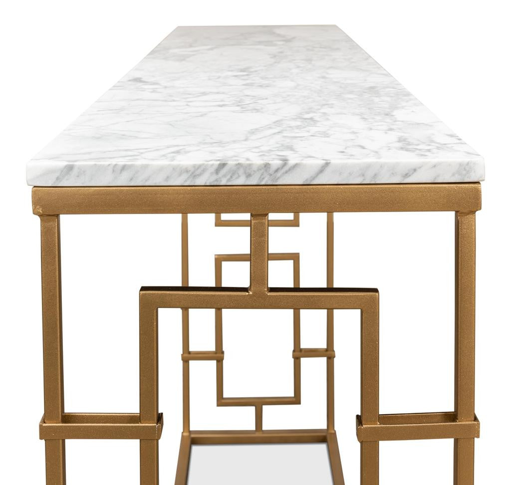 Brass Gate White Console Table - Ornate Home