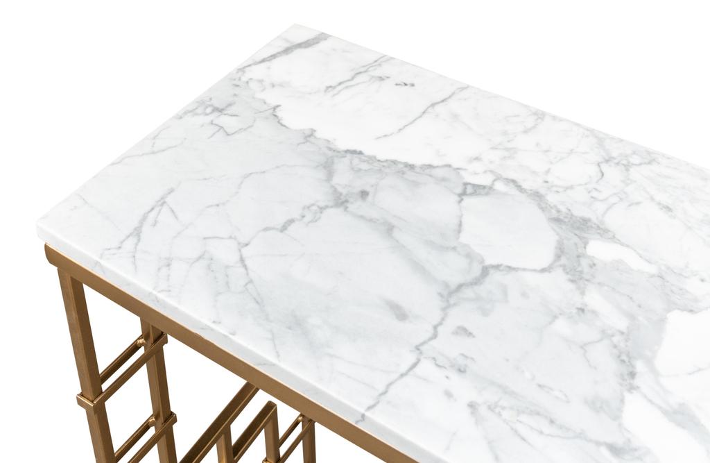 Brass Gate White Console Table - Ornate Home