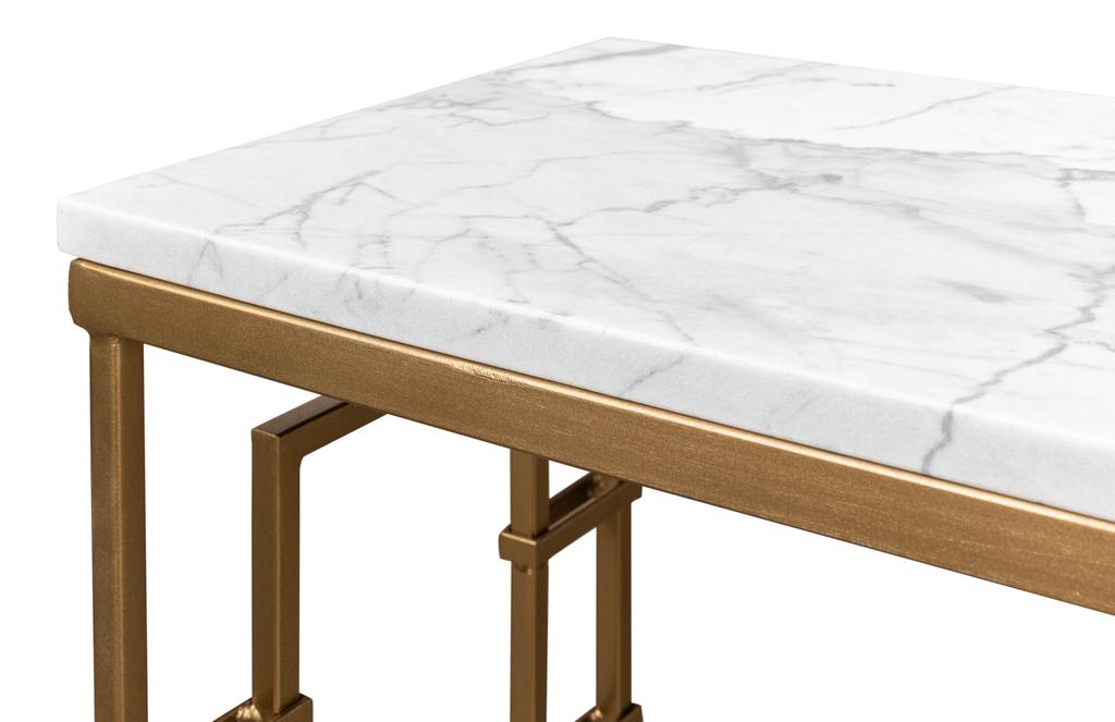 Brass Gate White Console Table - Ornate Home