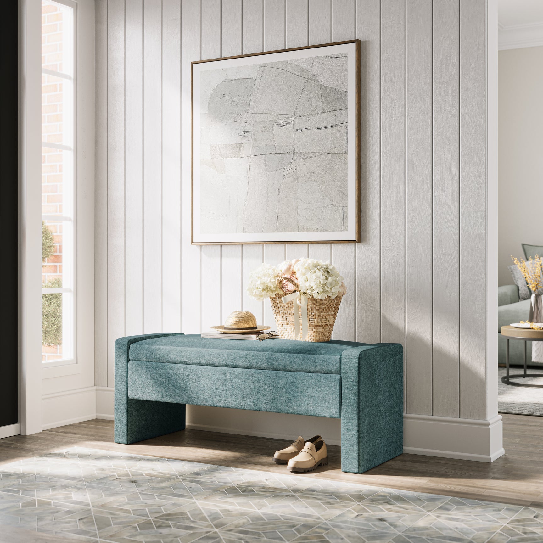 Braun Blue Storage Bench - Ornate Home