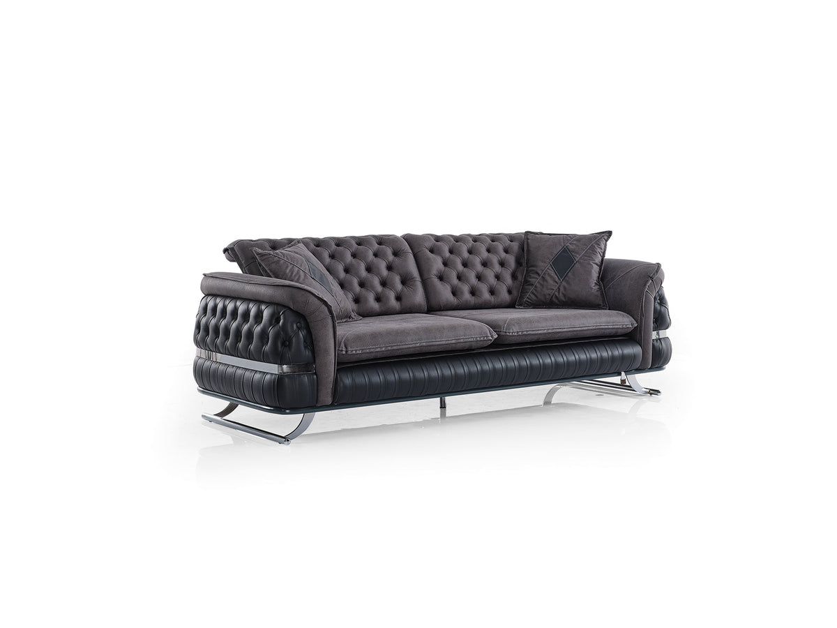 Bravo Black 3-pieces (Sofa & Loveseat & Chair) Living Room Set - Ornate Home