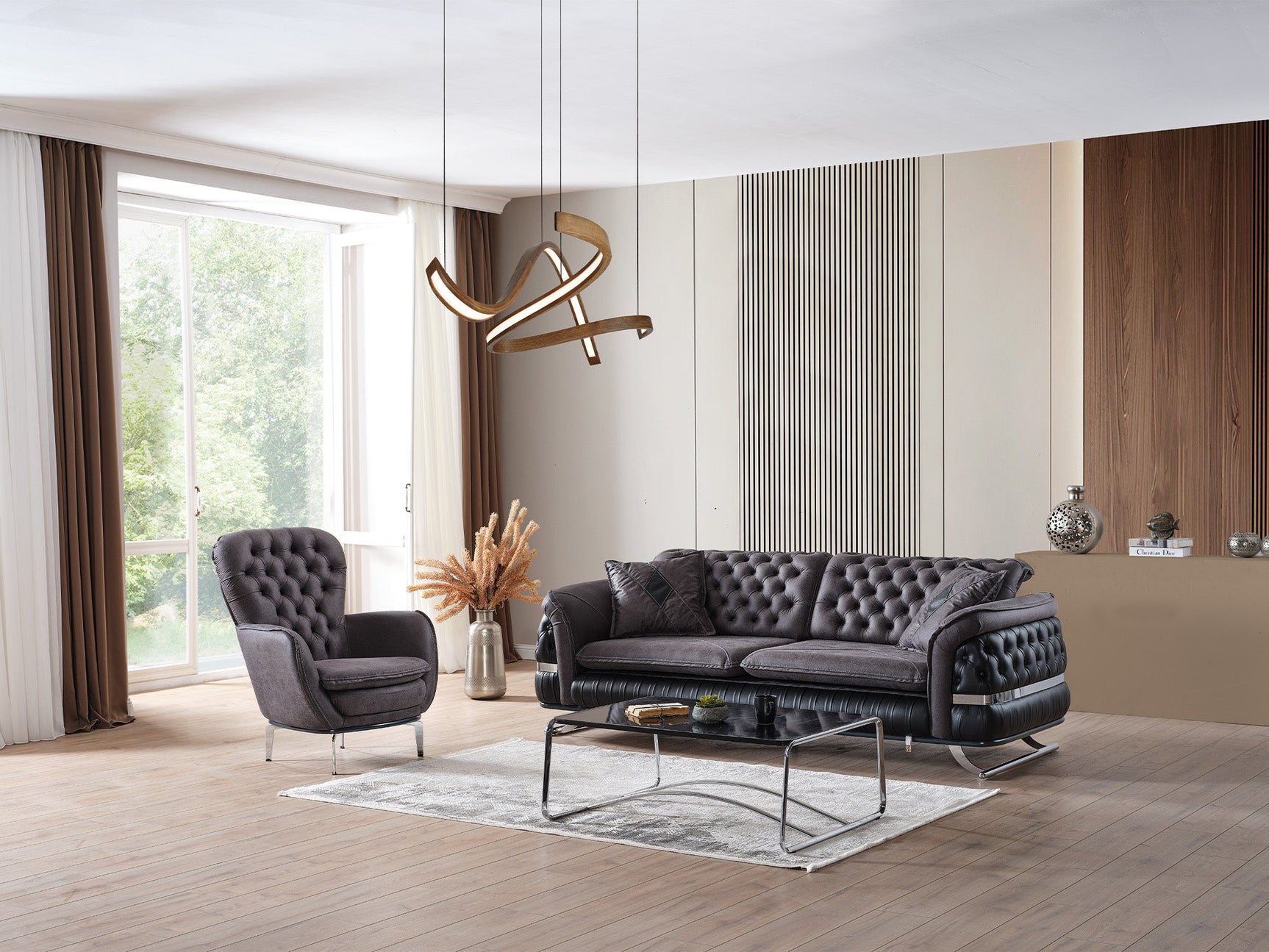 Bravo Black 3-pieces (Sofa & Loveseat & Chair) Living Room Set