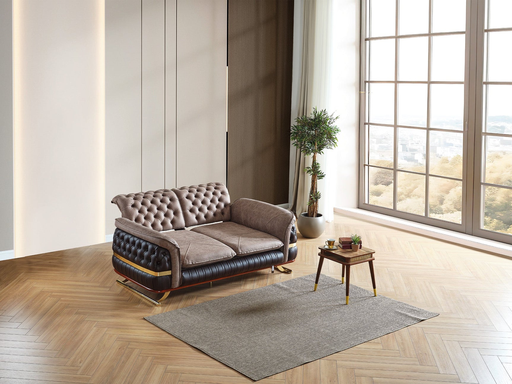 Bravo Brown Convertible Loveseat