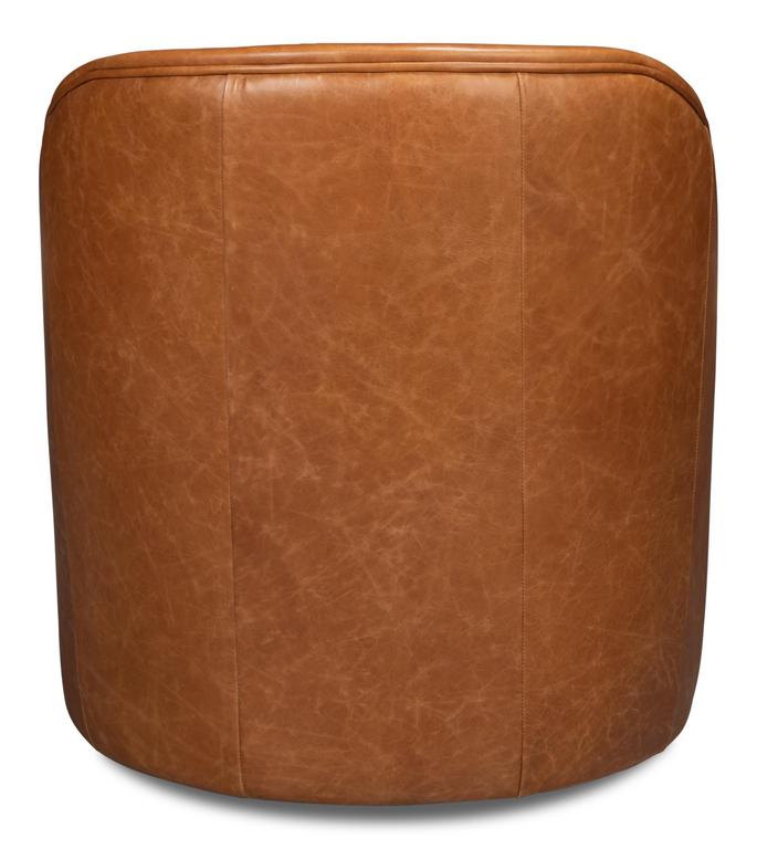 Braxton Brown Leather Swivel Chair - Ornate Home