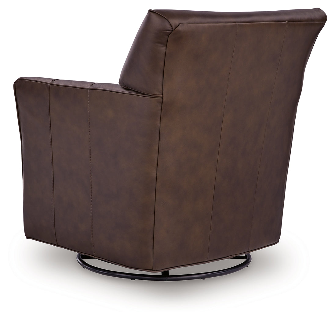 Braydunn Espresso Brown Swivel Glider Accent Chair (Online Special Price) - Ornate Home