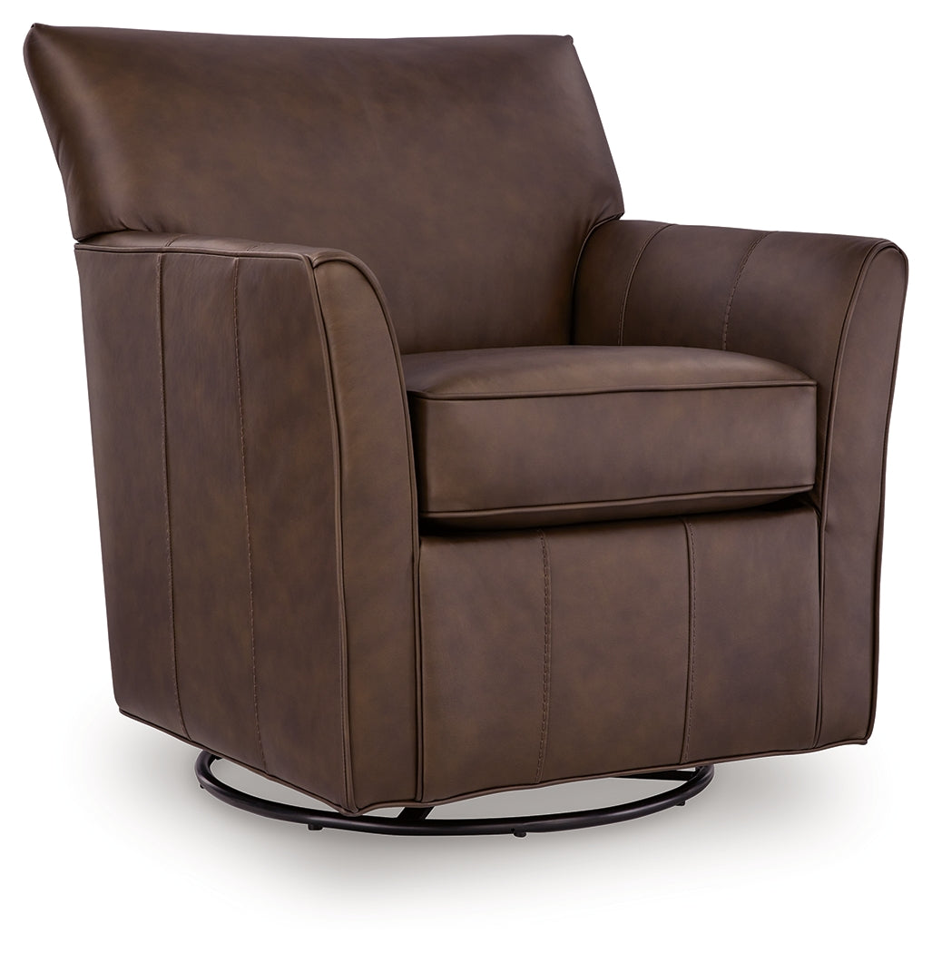 Braydunn Espresso Brown Swivel Glider Accent Chair - Ornate Home