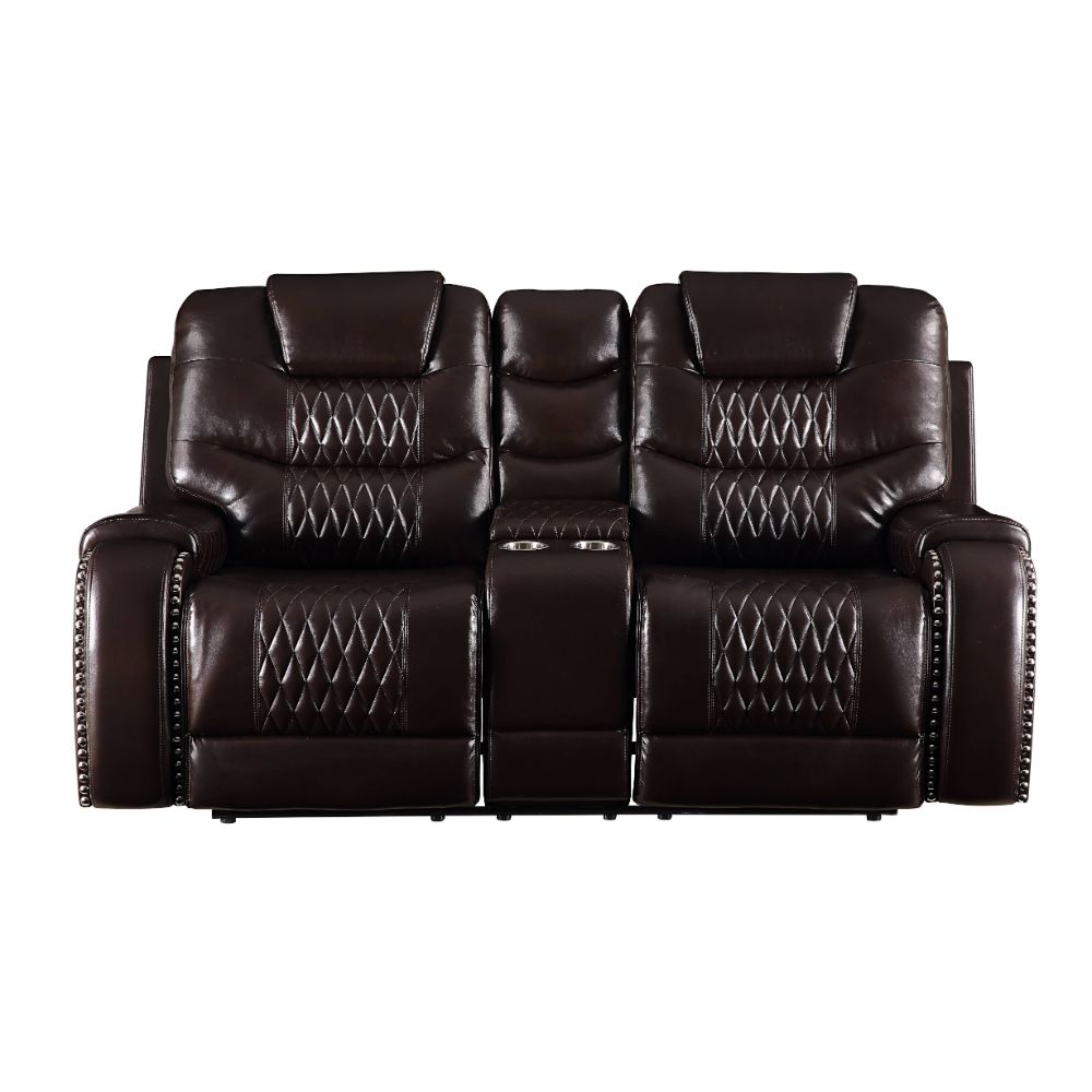 Braylon Brown PU Love Motion w/Console - Ornate Home
