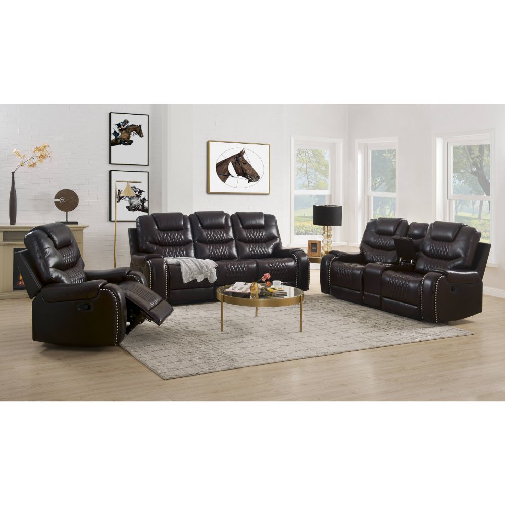 Braylon Brown PU Motion Sofa - Ornate Home