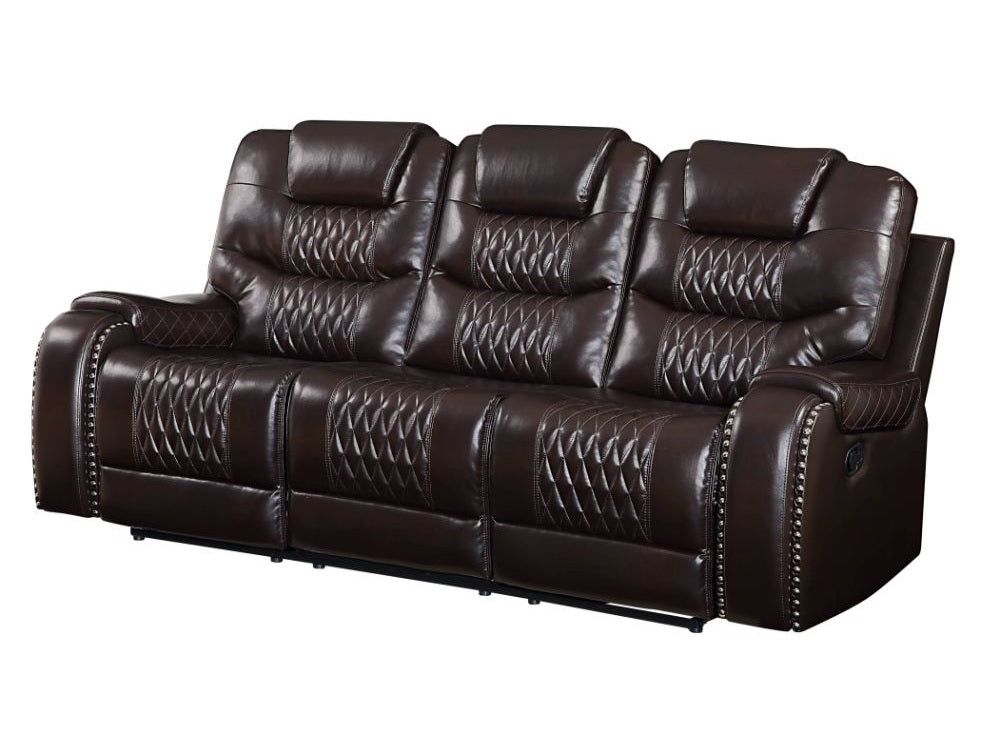 Braylon Brown PU Motion Sofa - Ornate Home