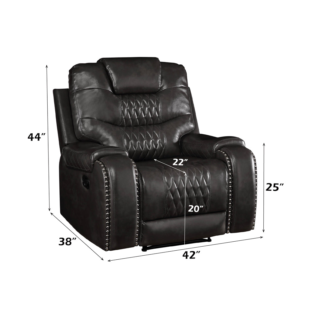 Braylon Magnetite PU Recliner (Motion) - Ornate Home