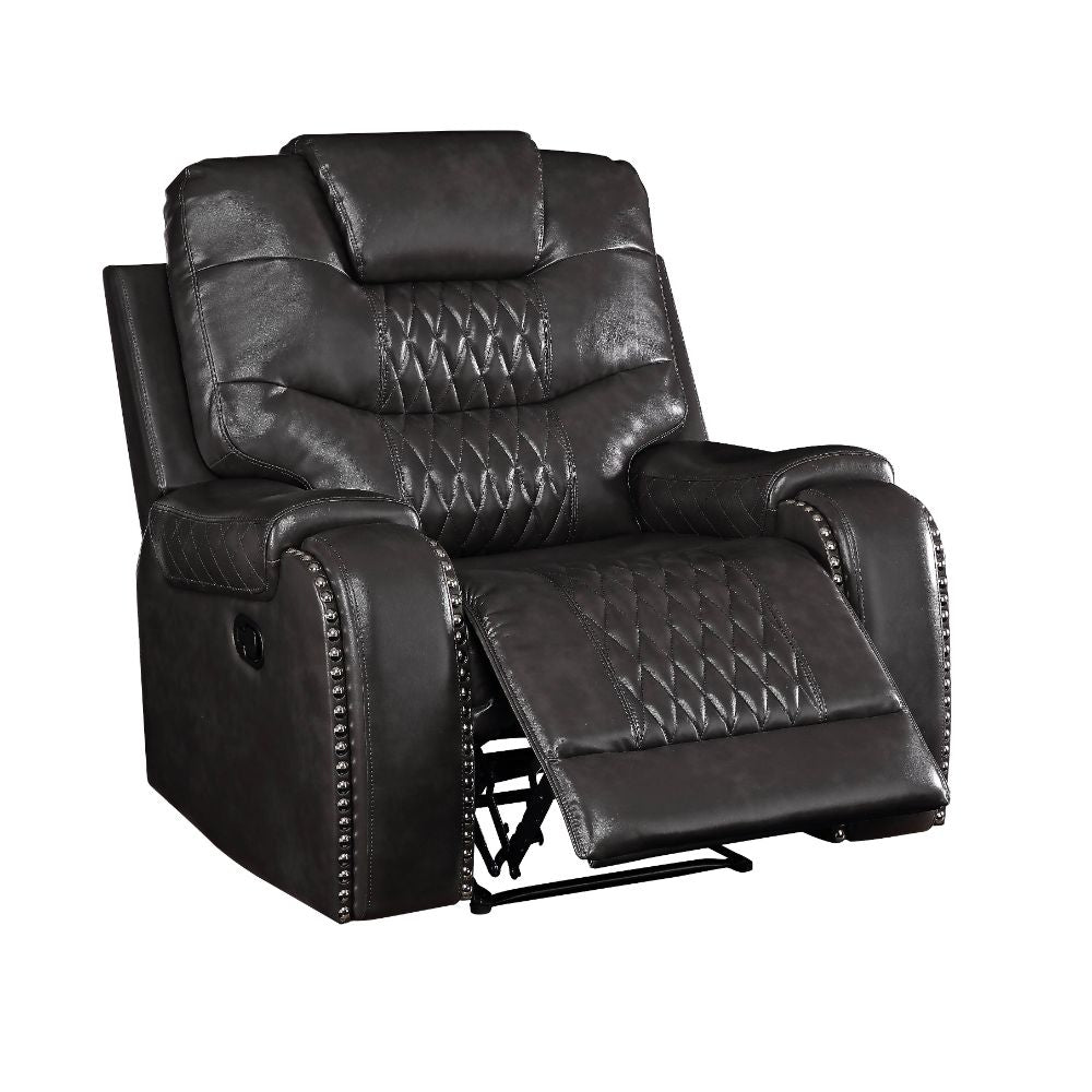 Braylon Magnetite PU Recliner (Motion) - Ornate Home