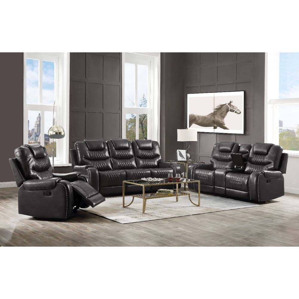 Braylon Magnetite PU Sofa (Motion) - Ornate Home