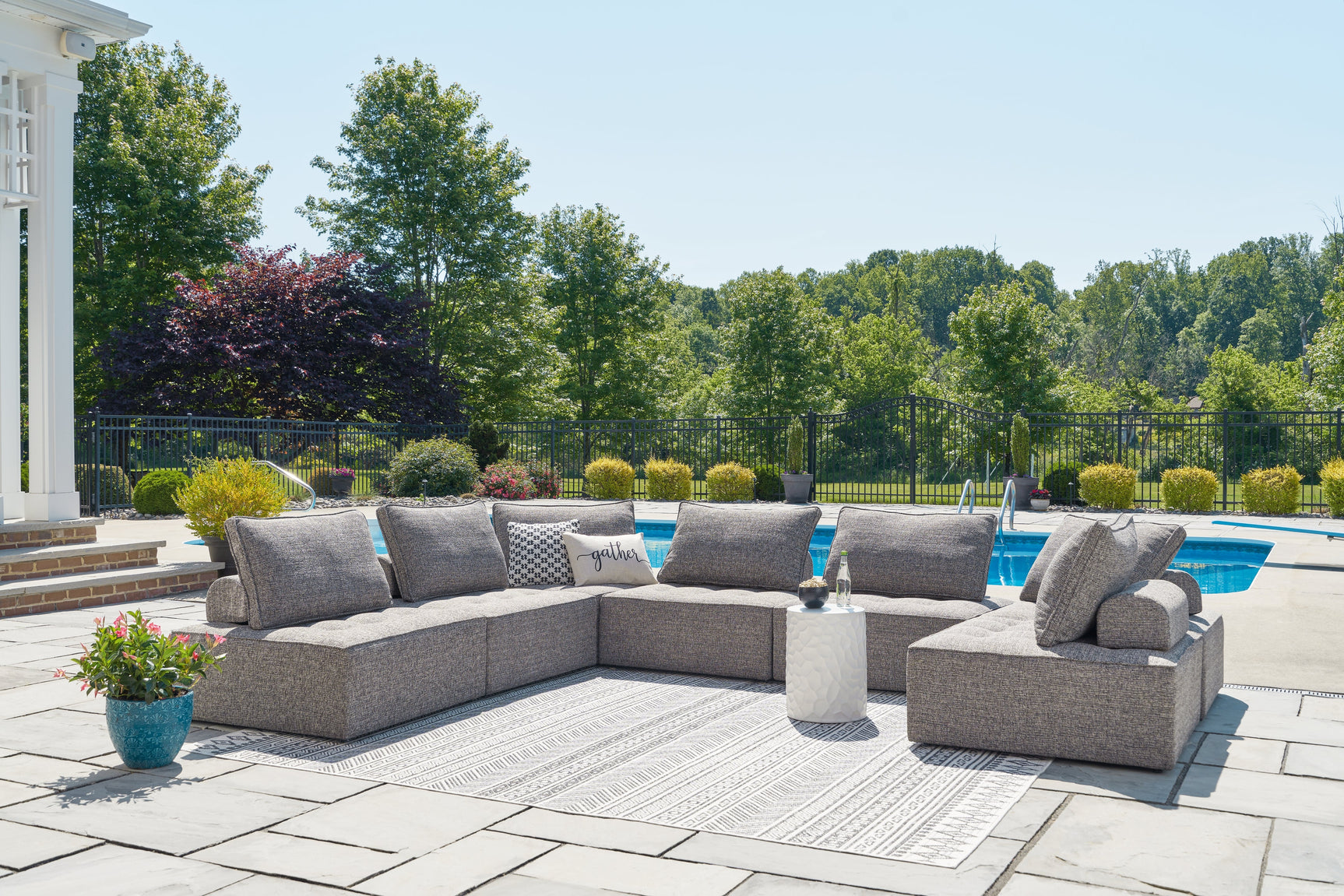 Bree Zee Brown 7-Piece Outdoor Sectional - Ornate Home
