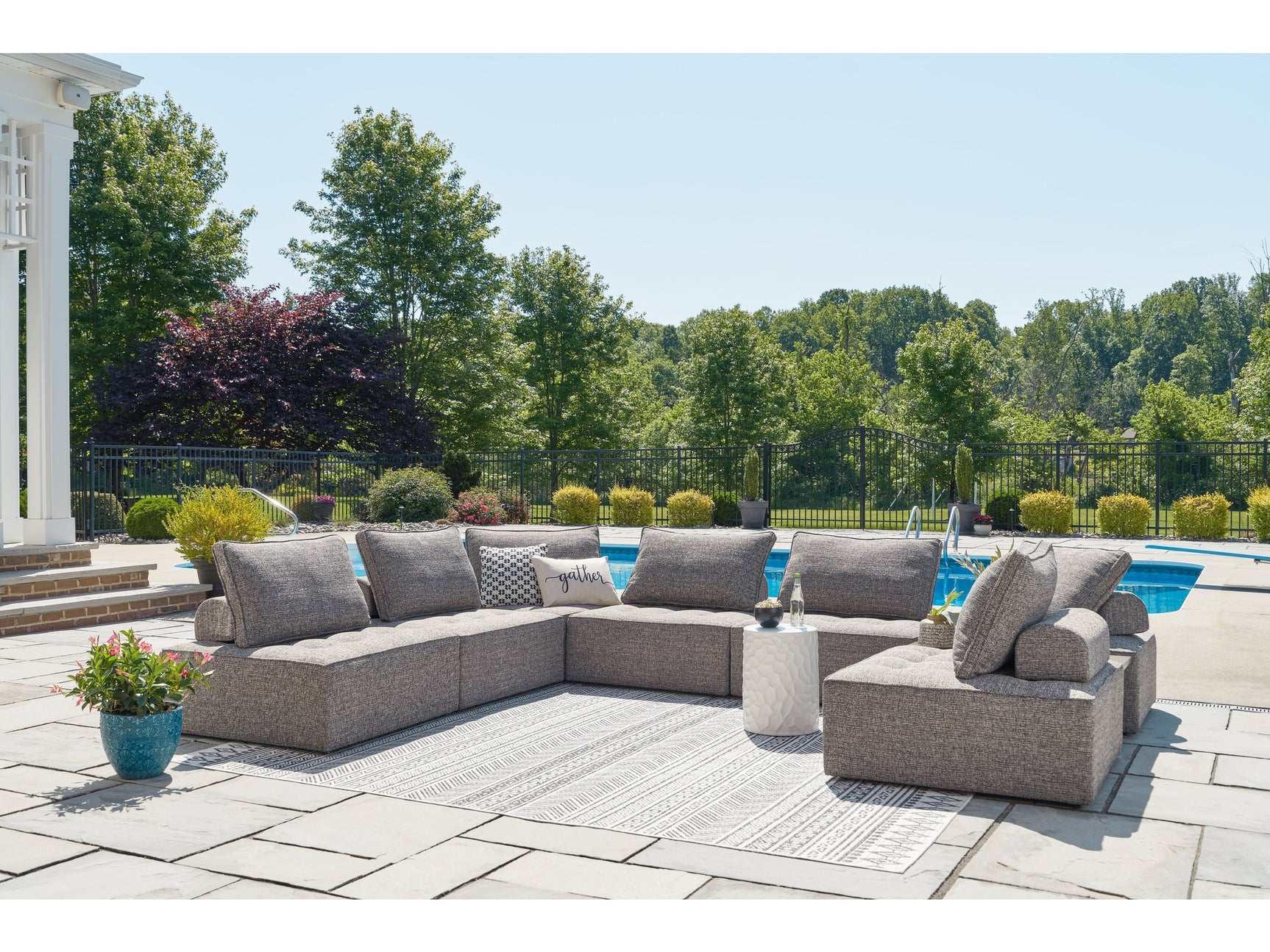 Bree Zee Brown 8-Piece Outdoor Sectional (8 outdoor lounge chairs, end tables) - Ornate Home