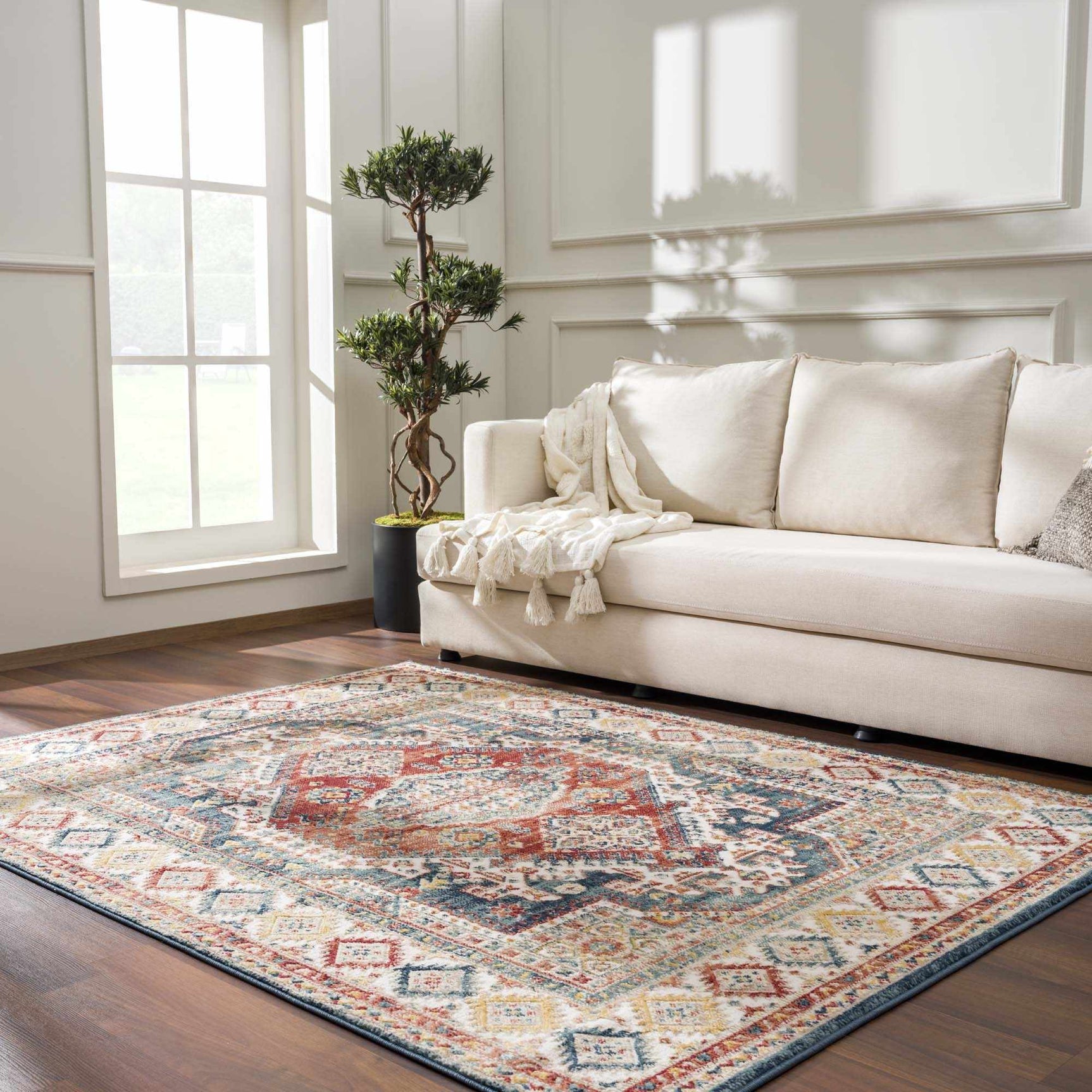 Brend Rust Medallion Area Rug - Ornate Home
