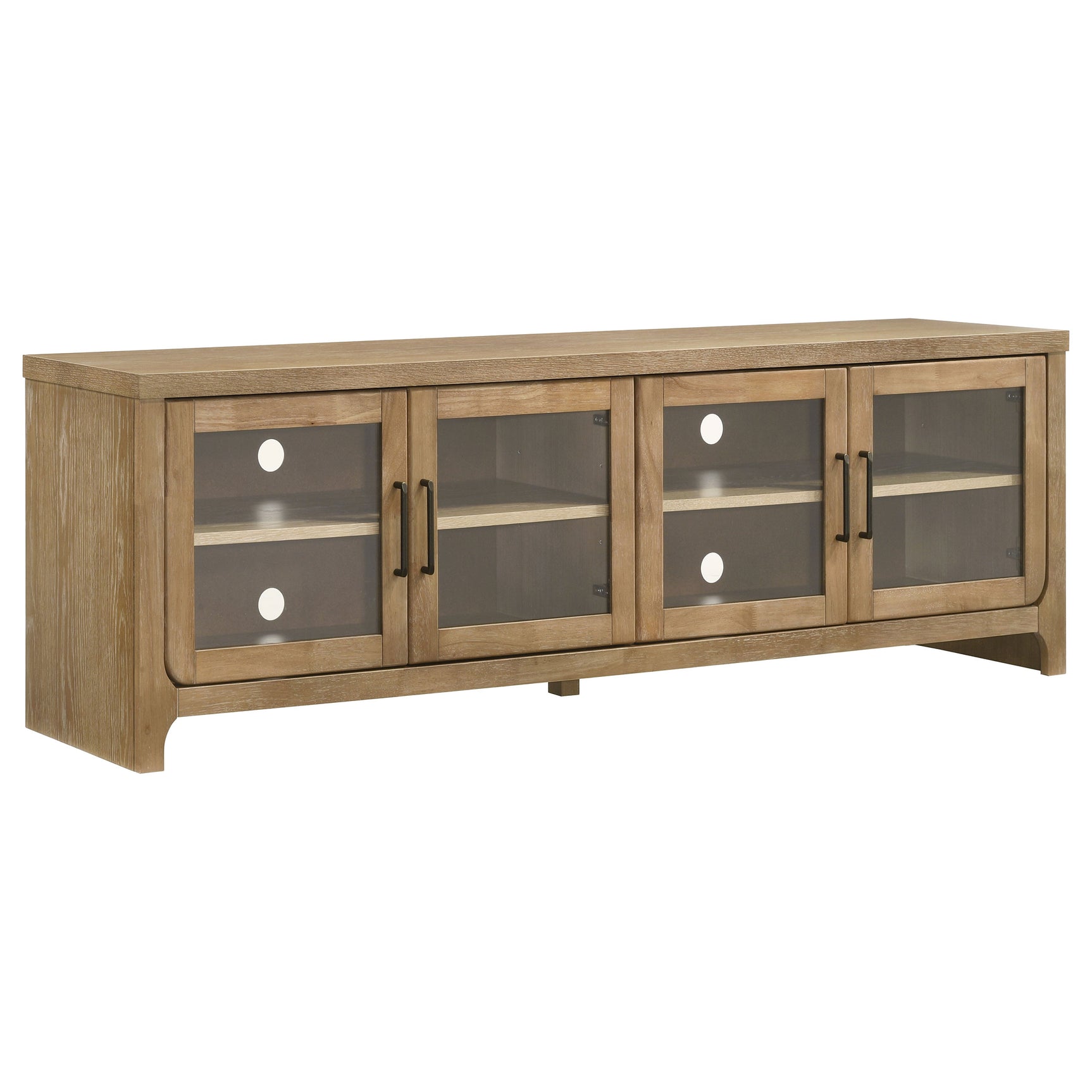 Brenham Washed Oak 79-inch 4-door TV Stand Media Console - Ornate Home