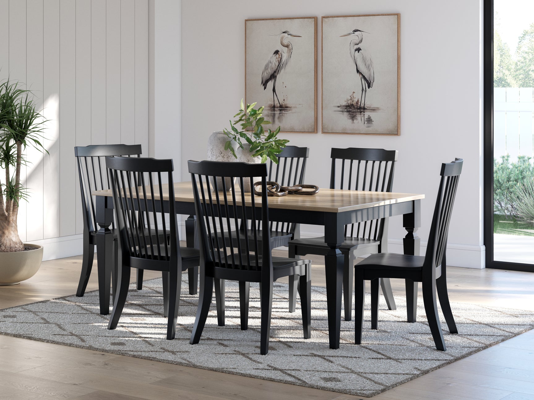 Brenkerton Grayish Brown/Black Dining Table and 6 Chairs - Ornate Home