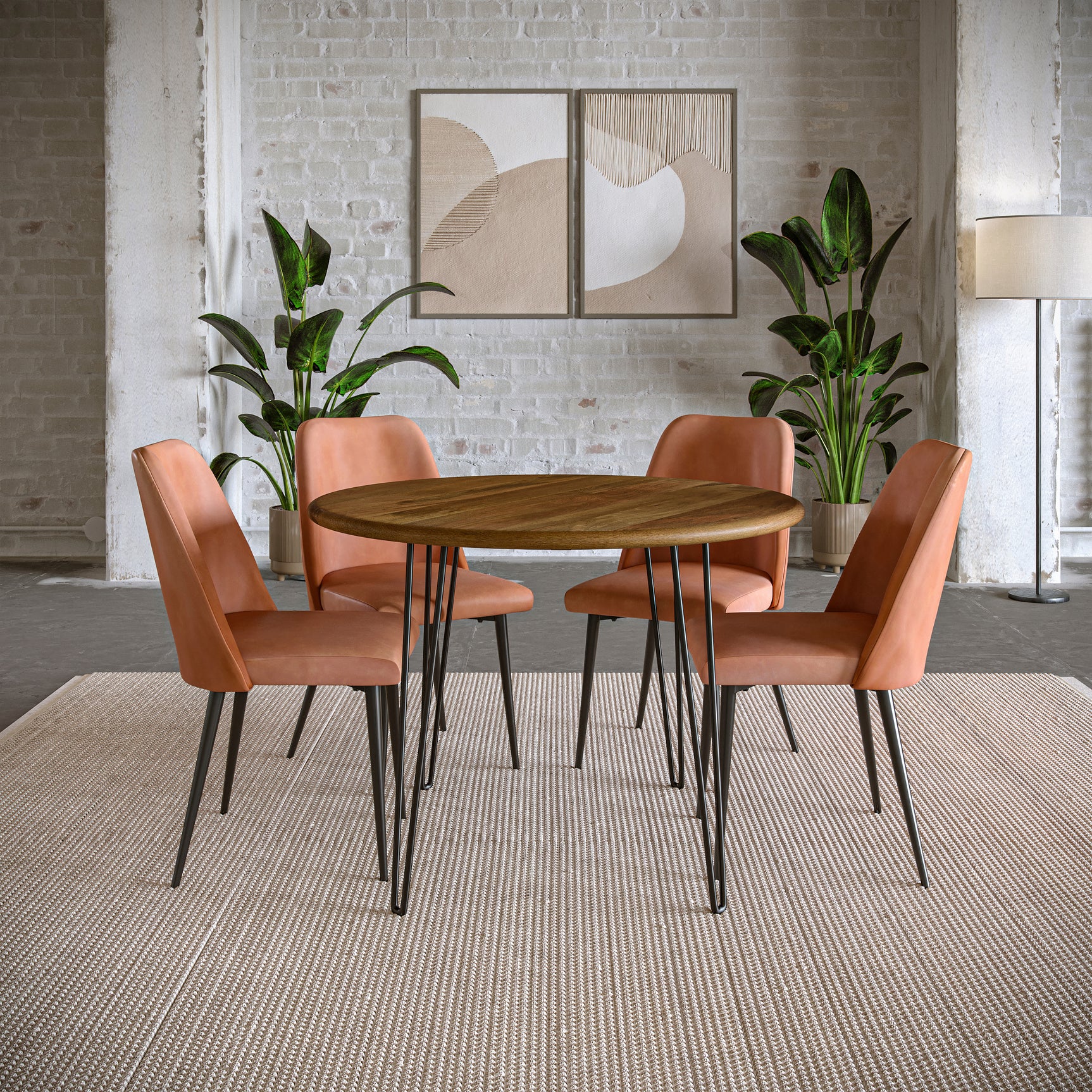 Brennan Golden/Light Brown Dining Table w/ 4 Maddox Chairs - Ornate Home