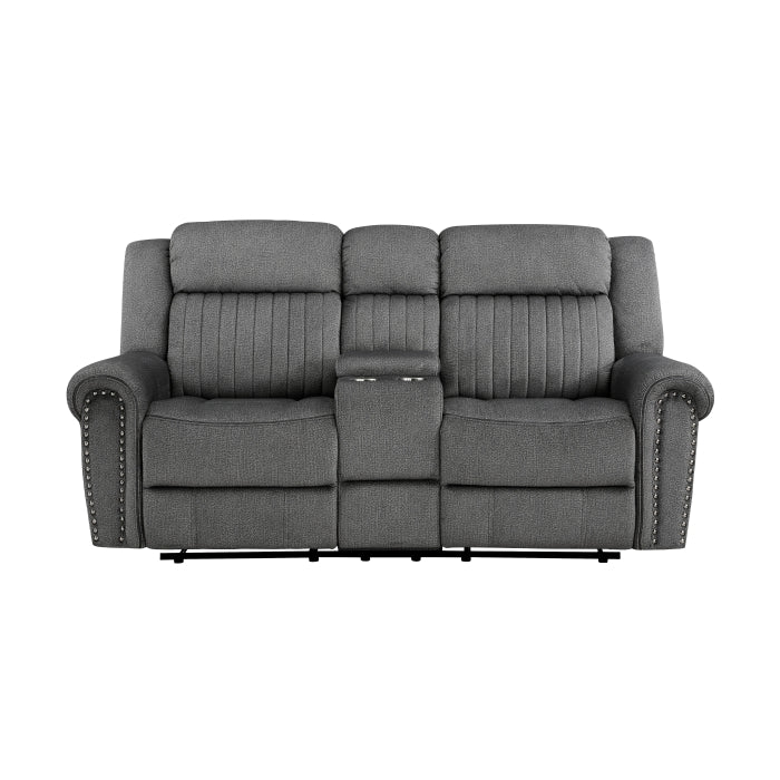 Brennen Charcoal Double Reclining Loveseat - Ornate Home