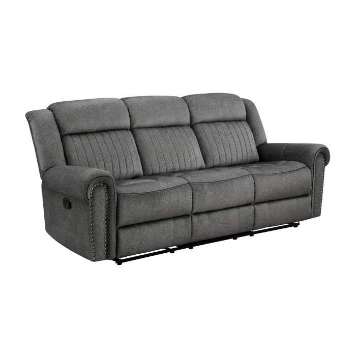 Brennen Charcoal Double Reclining Sofa - Ornate Home