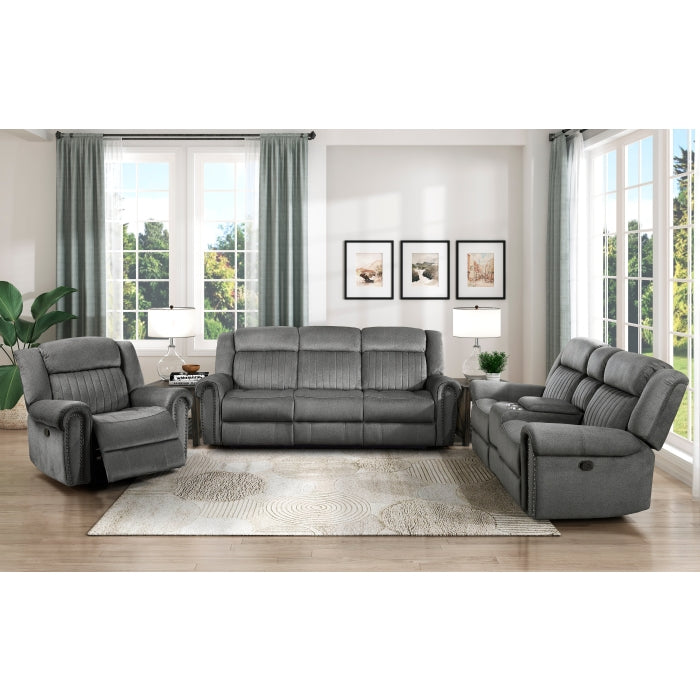 Brennen Charcoal Double Reclining Sofa - Ornate Home