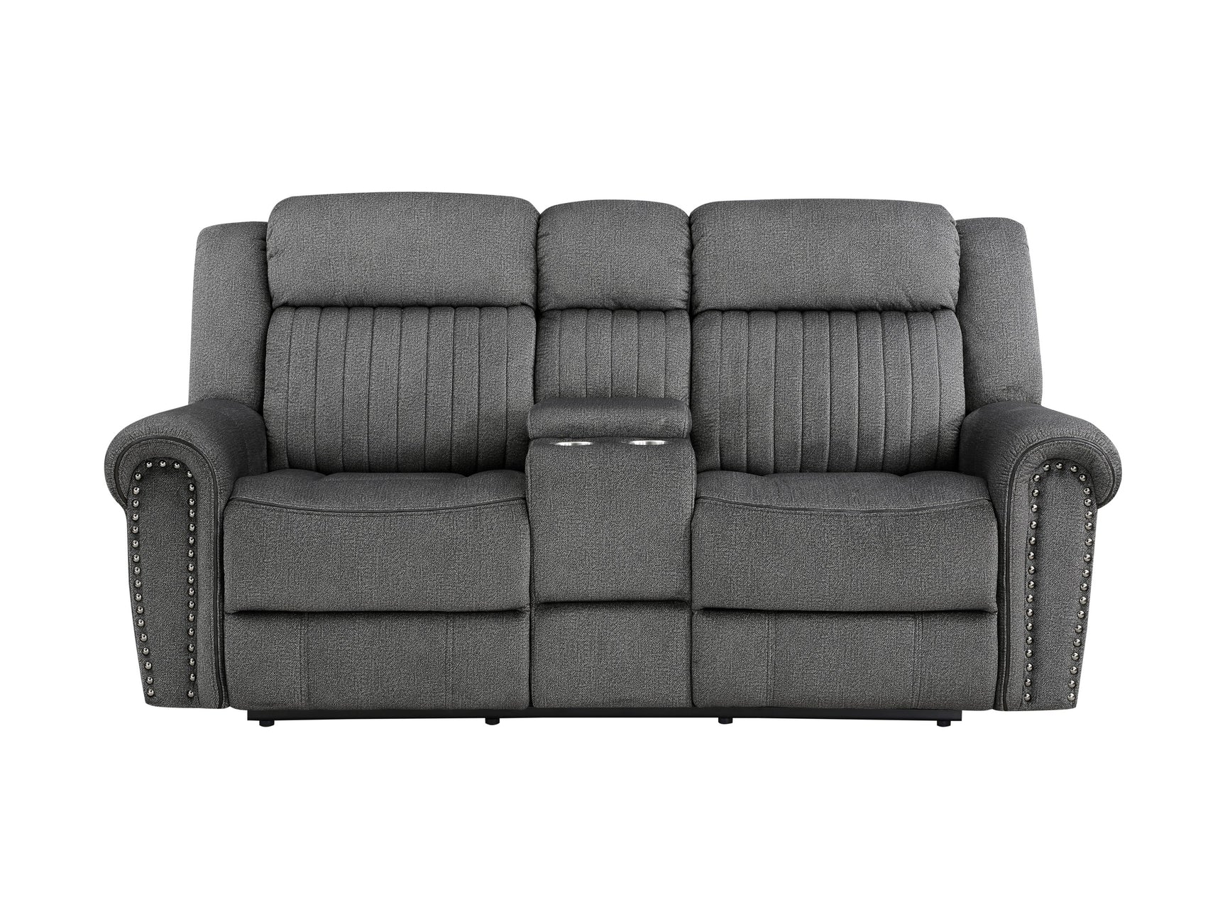 Brennen Charcoal Power Double Reclining Loveseat - Ornate Home